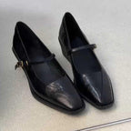 Autumn women's British style comfortable shallow commuting thick heels