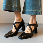 Autumn women's new cross-strap casual high heels