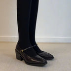 Autumn women's British style comfortable shallow commuting thick heels