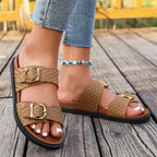 Summer women's fashionable braided buckle slip-on sandals