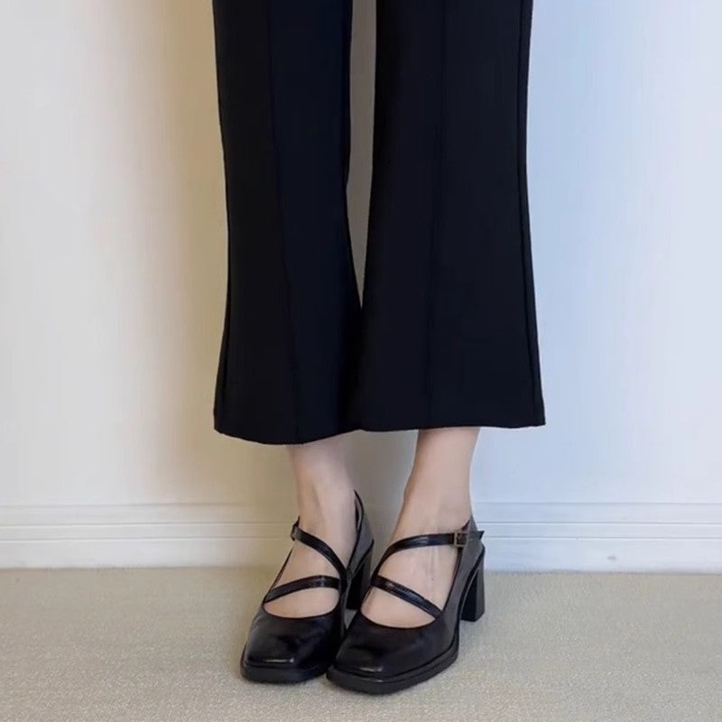 New Autumn Women's Shallow Slip-on Thick Heel Casual Shoes