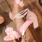 Women's 5.5cm thick heel pink sandals