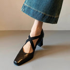 Autumn women's new cross-strap casual high heels