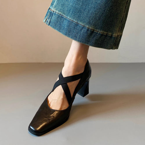 Autumn women's new cross-strap casual high heels