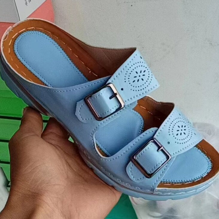 New Summer Women's Casual Shoes: Single-Strap Buckle, Round-Toe Design