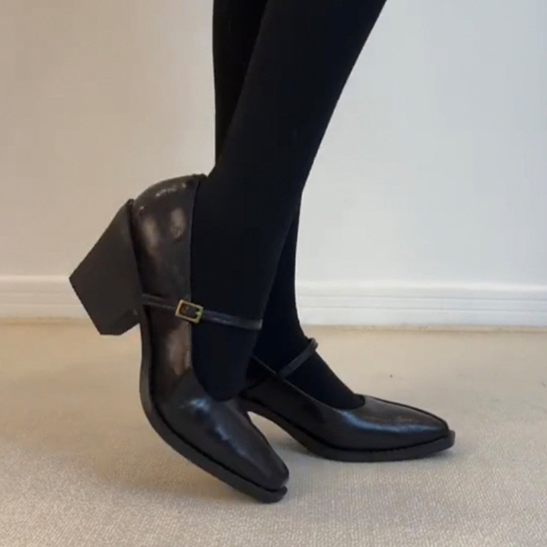 Autumn women's British style comfortable shallow commuting thick heels