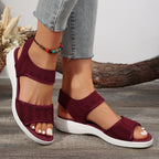 Women's Summer Casual & Stylish Platform Sandals with Single-Strap Design and Fly-Knit Upper
